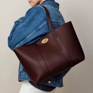 Mulberry Bayswater Bag in Burgundy Small Grain Leather Large Tote Handbag Purse